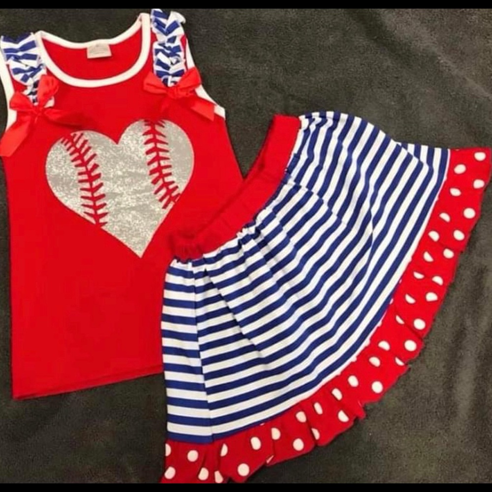 New 12/18 Baseball Sister Skirt Set